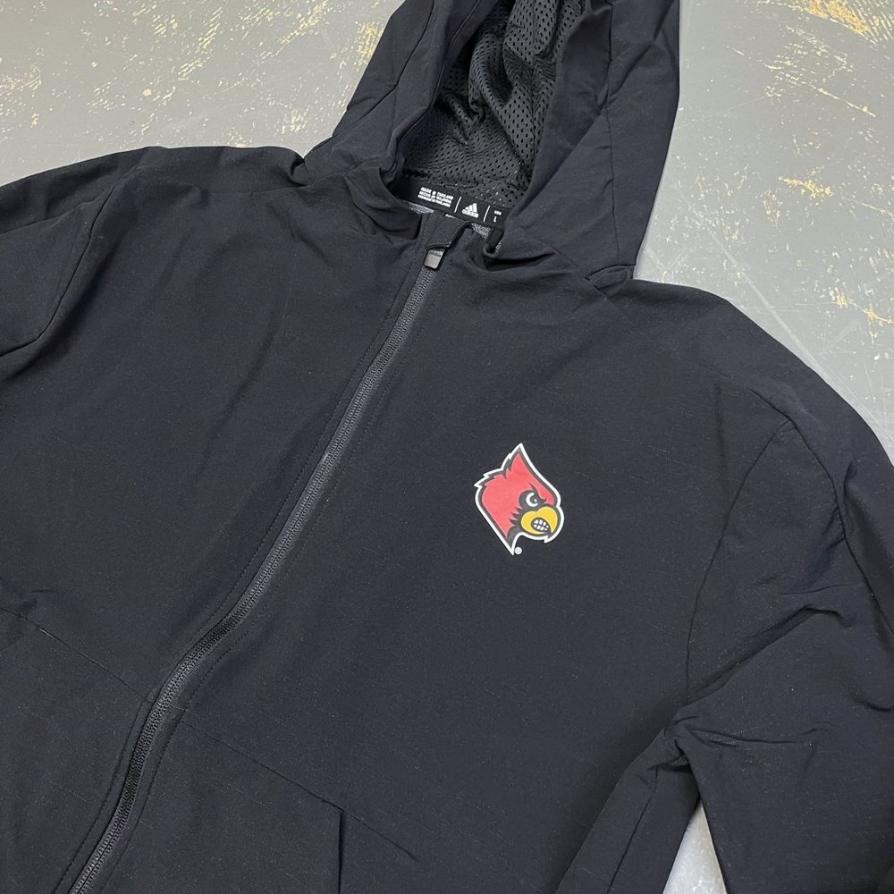 Adidas Louisville Cardinals Full Zip Hooded Jacket Large Soccer Basketball - Picture 3 of 9